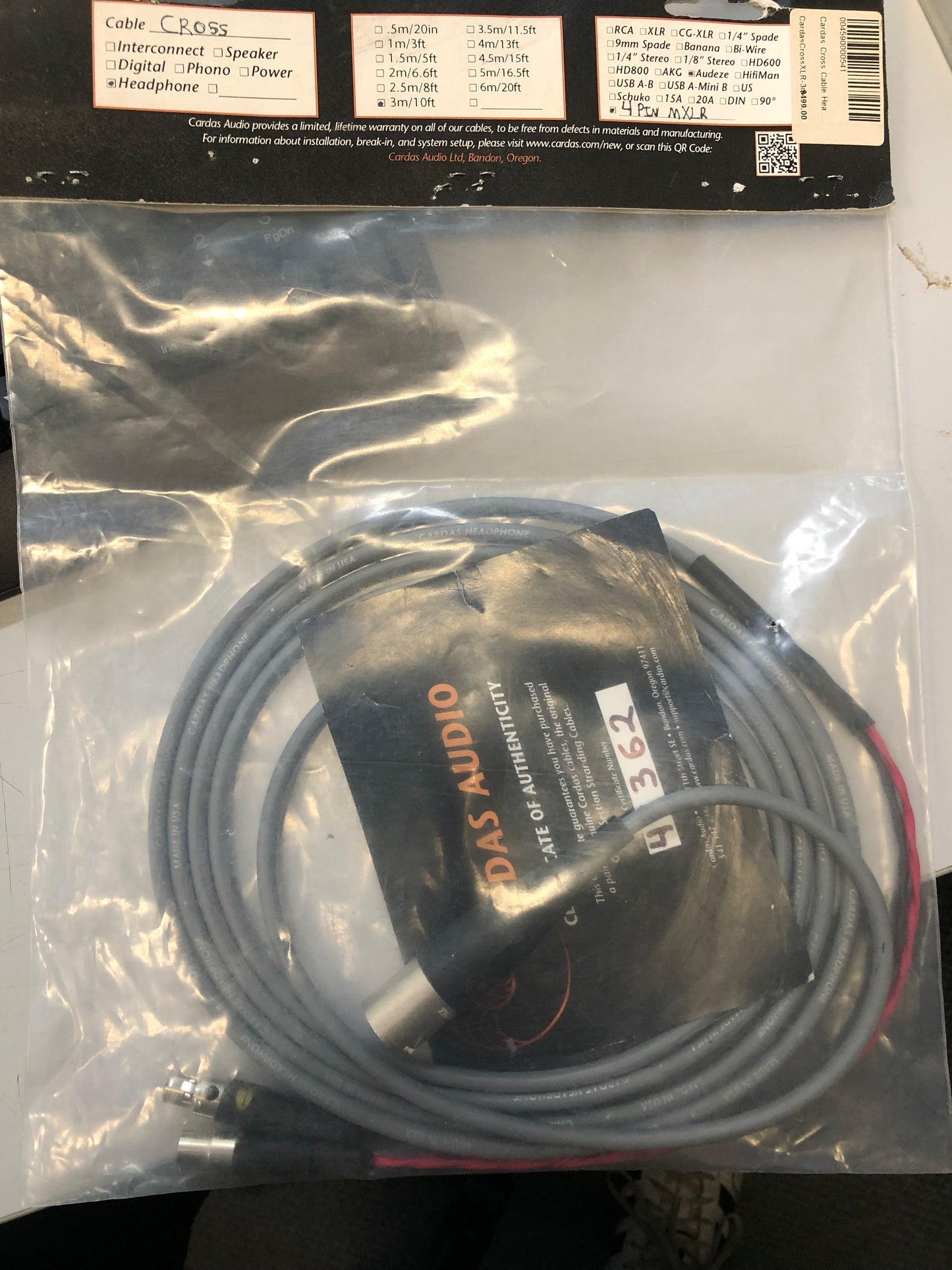 Cardas Cross Headphone Cable 4-pin MXLR, 3M