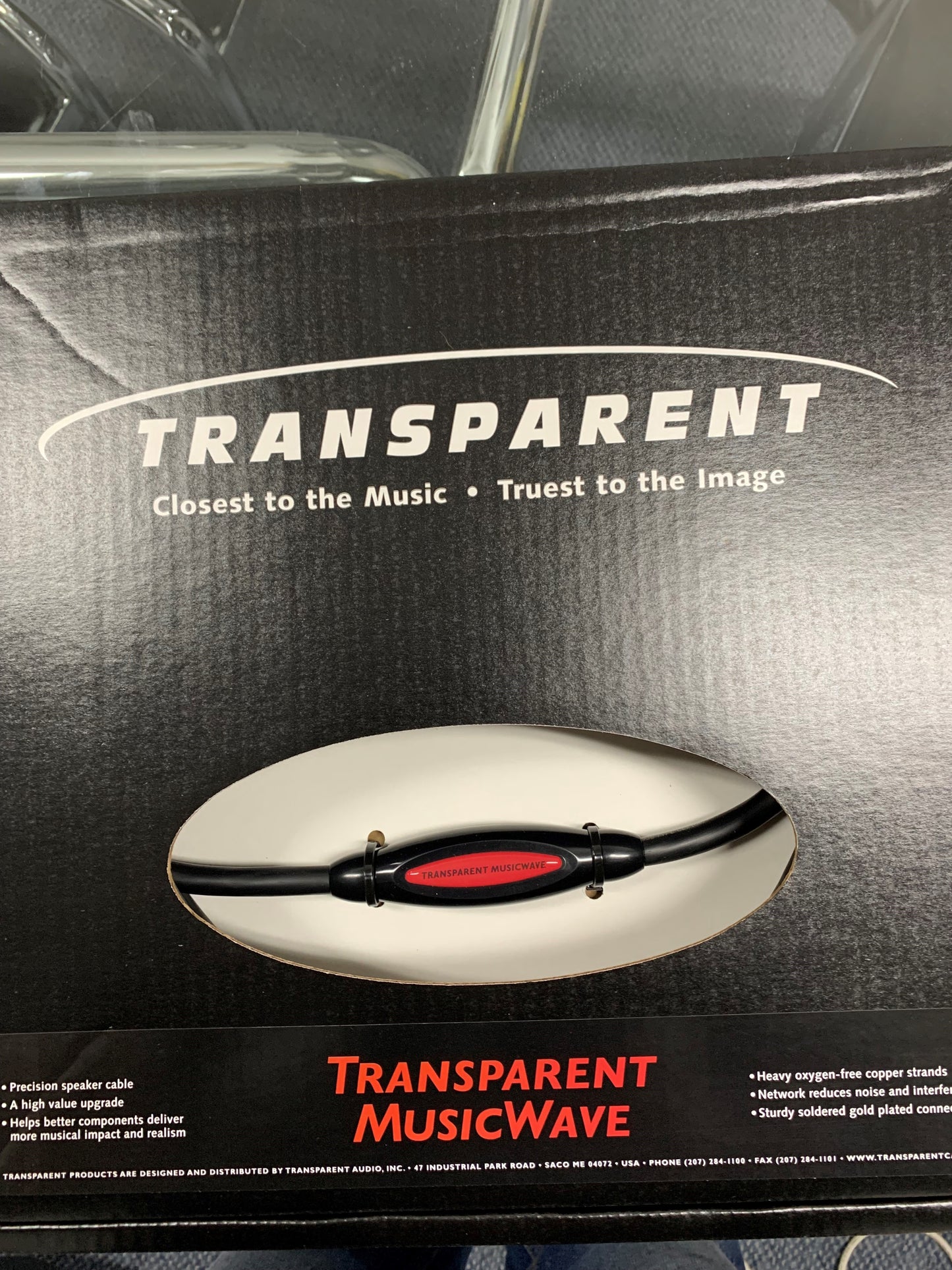 Transparent MusicWave MW12ft MM B-B cable, Black, NEW